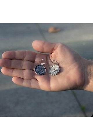 Madam Matmazel Eskitme Otantik El Yapımı Dövme Yuvarlak Gümüş Kadın Küpe 925 Ayar Gerçek Gümüş Gümüş