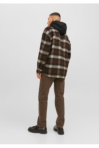 Jack & Jones Ekose Desenli Uzun Kollu Gömlek - Zac 12239303 Chocolate Brown Koyu Siyah