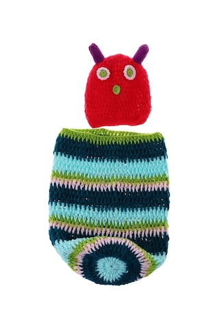 Suntek Yenidoğan Örme Tığ Kostüm + Şapka Çok Renkli