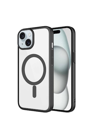 Apple Uyumlu iPhone 15 Plus Kılıf Wireless Şarj Özellikli Sert Pc Mat Riksos Magsafe Kılıf