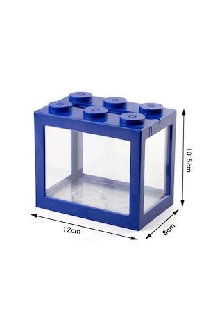 Vkemall Mavi Plastik Mini Akvaryum - 12x8x10.5cm Kreatif Balık Yetiştirme Kutusu
