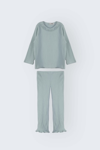 Kız Çocuk Fırfır Detaylı Fitilli Alt Üst Takım 3-4 Yaş 8-9 Yaş Yeşil