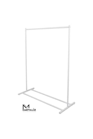 Beyaz Metal Konfeksiyon Askısı - Minimalist Elbise Askılığı - Butik Tipi Askı Beyaz