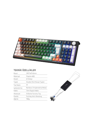 Gameagle Strike Plus Mk-96x2bab Mekanik Kablolu Işıklı Klavye