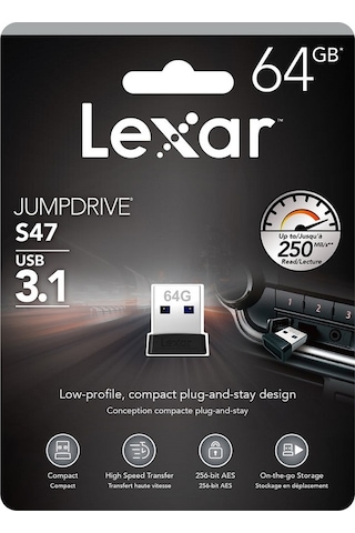 Lexar 64 GB JumpDrive S47 USB 3.1 Flash Bellek LJDS47-64GABBK
