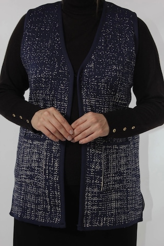 Moda Berray Y366 Mavi-beyaz Mozaik Desenli Cepli Mevsimlik Anne Yelek Mavi-beyaz
