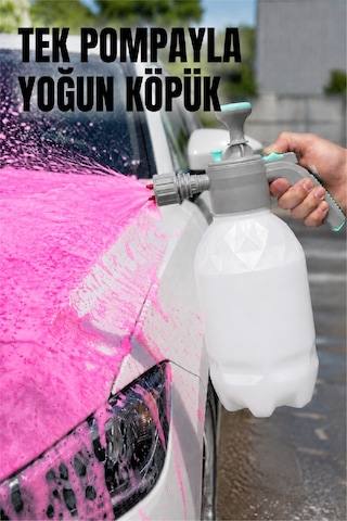 Snow Foam 5 Litre Pembe Köpük Oto Şampuanı İle 2 Litre Köpük Pompası - Araç Yıkama Temizlik Seti