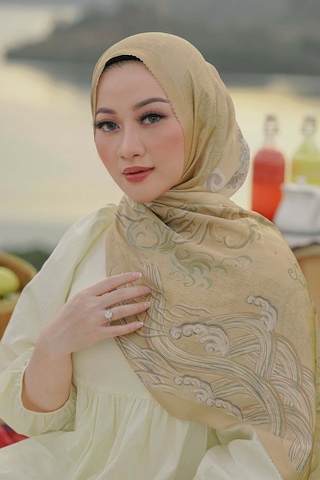 Buttonscarves Wave Saten Şal - Sunrise Kahverengi
