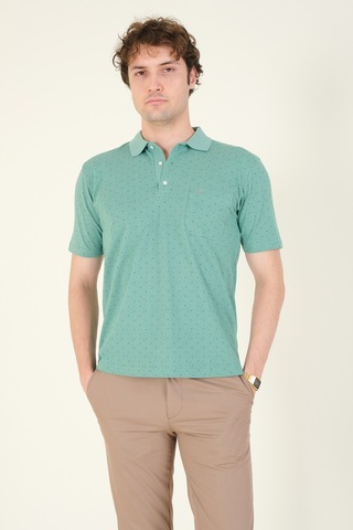 Giyim Dünyası Erkek Desenli Cepli Polo Yaka T-shirt Mint 001