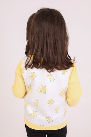 Toontoy Kids Toontoy Kız Bebek Hırka Çiçek Baskılı Sarı