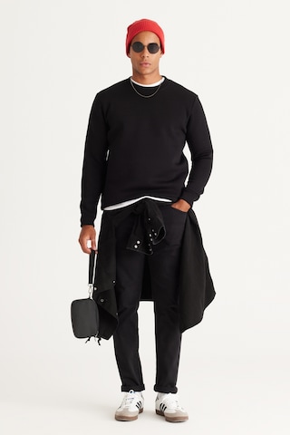 AC&Co / Altınyıldız Classics Standart Fit Normal Kesim İçi Polarlı Bisiklet Yaka Erkek Sweatshirt Siyah