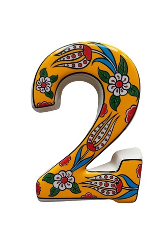 Seramik Kapı Adres Numaraları (0-9) Sarı Lale Desen