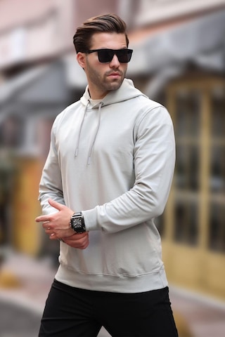 Madmext Boyalı Gri Kapüşonlu Erkek Sweatshirt 7069 Gri