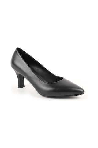 Libero Kadın Topuklu Ayakkabı Hakiki Deri Sivri Burun Orta Kadeh Topuklu Klasik Ofis Abiye Stiletto L068.784 Siyah