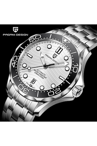 Pagani Design Pd-1685 Seamaster 42mm 200m Su Geçirmez Japon Nh35 Otomatik Mekanik Saat Safir Kristal Çelik Saat Siyah - Beyaz