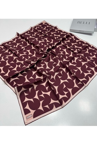 Belli Twill İpek Eşarp 4117-30 Bordo, Pudra Bordo - Pudra