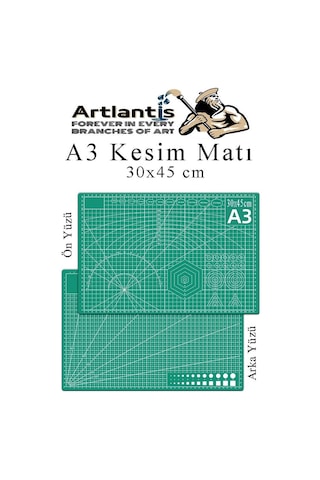 Kesim Matı A3 Kretuar Seti Ve Çelik Cevel 30 Cm 1 Adet 30x45 Cm Çift Taraflı Çizim Matı Kesme Madı Kesim Tablası Kesim Altlığı