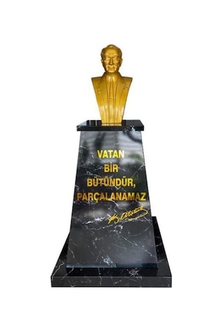 Atatürk Büstü 70cm Alüminyum + Kaide 120cm + Alt Tabla Granit Desenli