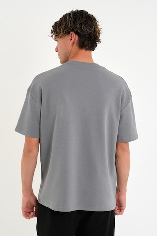 Blank Unisex Oversize Geniş Kesim Tişört %100 Pamuk Kalın Dokulu Bisiklet Yaka T-shirt Füme