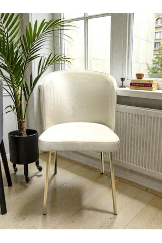 Msy Home 6 Kişilik Serya Ceviz Oval Masa Krom Ayak Yönsüz Kumaş Modern Ve Şık Yemek Odası Takımı Bej