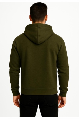 Axxel Erkek Haki Fermuarlı Kapüşonlu Sweatshirt-w590 Haki 3 İplik Şardonlu