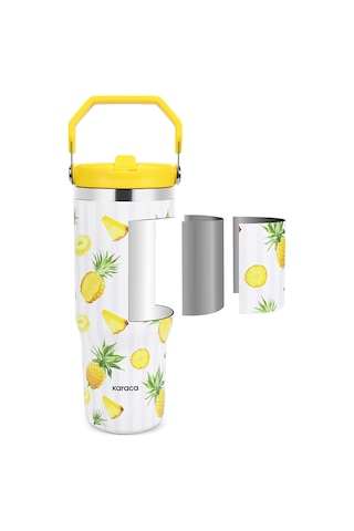 Karaca Strio Ananas Çelik Sızdırmaz Termos 900 Ml Sarı