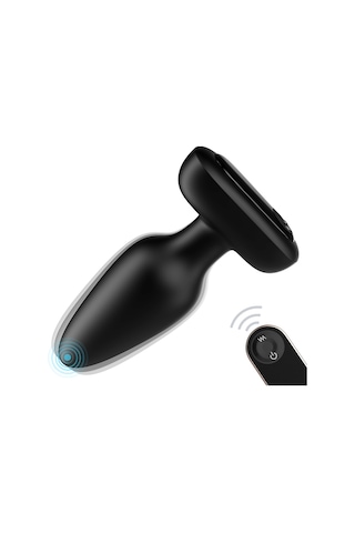 Carmine Kumandalı Titreşimli Lüks Vajinal Anal Tıkaç Plug Siyah