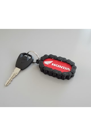 Honda Marka Uyumlu Motosiklet Anahtarlığı Beyaz - Kırmızı
