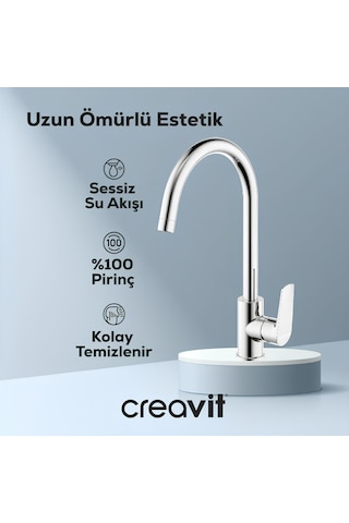 Creavit Solo Lavabo Banyo Eviye Bataryası 3'lü Set SO1500-SO2500-SO8500 Krom