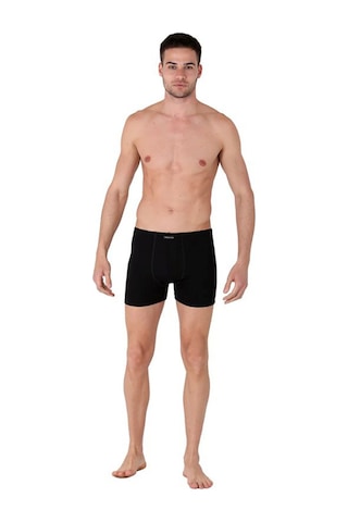 Thermoform Bambu Erkek Kolsuz Bisiklet Yaka Atlet Ve Boxer Şort Seti Siyah Çok Renkli