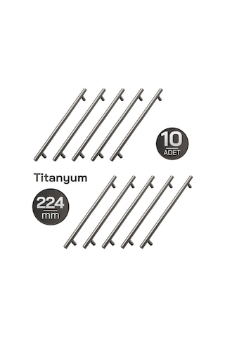 224 Mm 10 Adet Titanyum Renk Metal Mobilya Mutfak Dolap Çekmece Dolabı Kulbu Kulpu Kulpları