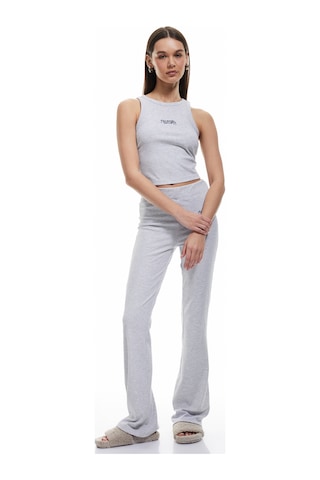 Koton Slim Fit İşleme Detaylı Halter Yaka Fitilli Atlet Pijama Üstü Gri Melanj 5slk90012mk Gri Melanj