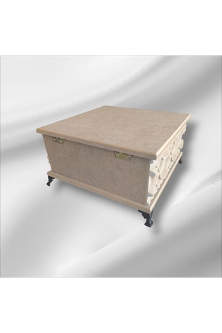 Ahşap- Ham Mdf- Desenli-takı-makyaj--çok Amaçlı- Ayaklı Kare Kutu