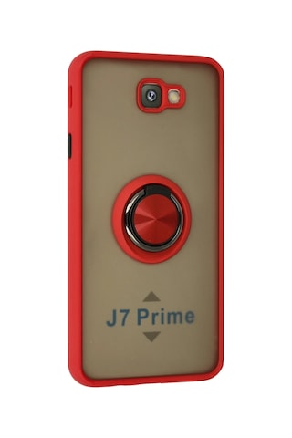 Newface - 972 - Samsung Galaxy Uyumlu J7 Prime Kılıf Montreal Yüzüklü Silikon Kapak - Csmo-tex - - Kırmızı