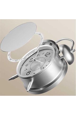 Yüksek Sesli Alarmlı Saat Büyük Boy Nostaljik Analog Çalar Saat Fosforlu Işıklı Alarmlı Metal Gövde Akar Saniyeli Sessiz Şarjlı Pilli Saat Ht-860 Beyaz