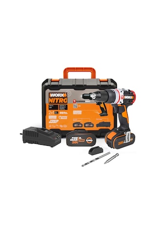 Worx WX354.4 20 V 4.0 AH Li-Ion Çift Akülü Kömürsüz Şarjlı Darbeli Matkap