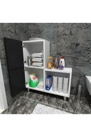 Moonlife 2 Kapaklı L Çok Amaçlı Banyo Dolabı Siyah