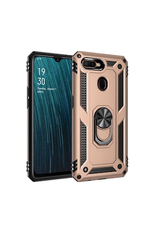 Oppo A12 Kılıf Zore Vega Yüzüklü Standlı Zırh Kılıf