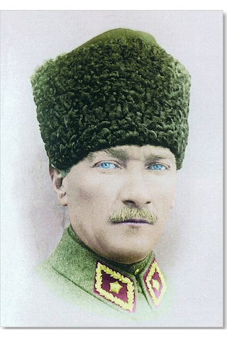 Cakasepetim Kalpaklı Atatürk Portresi Renkli Görsel Ahşap Mdf Tablo