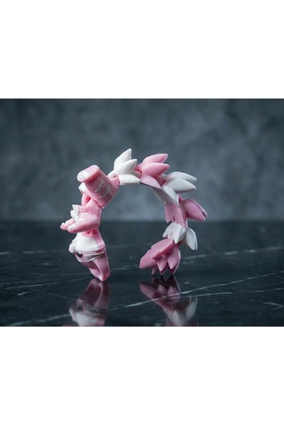 3d Baskı Hareketli Kedi Anahtarlık Eklemli Pembe Beyaz Kedi Figürü Çok Renkli