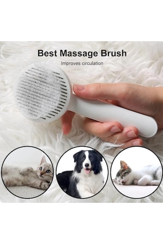 Coofbe Otomatik Temizlenen Kedi Köpek Tarağı Beyaz