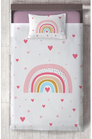 Mekta Home Bebek Ve Çocuk Odası Gökkuşağı Ve Kalp Desenli Yatak Örtüsü Renkli Mekta Home Bebek Ve Çocuk Odası Gökkuşağı Ve Kalp Desenli Yatak Örtüsü Renkli