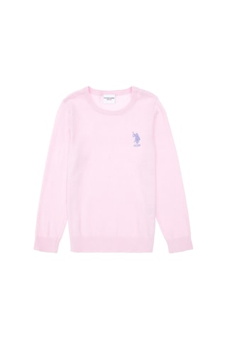 U.S. Polo Assn. Kız Çocuk Pembe Bisiklet Yaka Basic Kazak 50288945-VR041