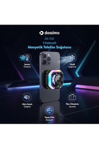 Magsafe Manyetik Sessiz Telefon Ve Tablet Soğutucu Rgb Işıklı Yapay Zeka Destekli Ds-t02 Siyah