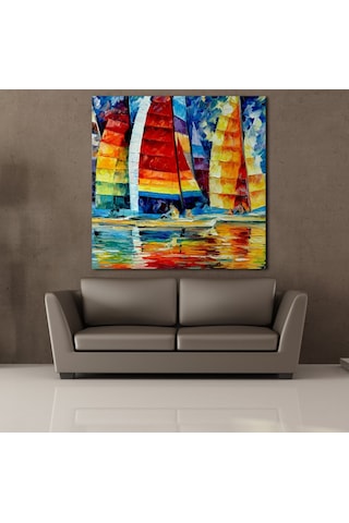 Gemiler Temalı Kanvas Tablo 100x100cm