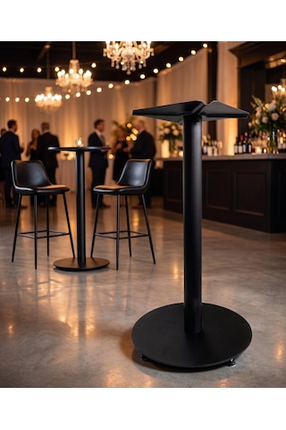 Matte Prime 99 Cm Yuvarlak Bistro Masa Ayağı - Kokteyl Ve Bar Masası - Ev, Kafe, Restoran Bar Tipi Siyah