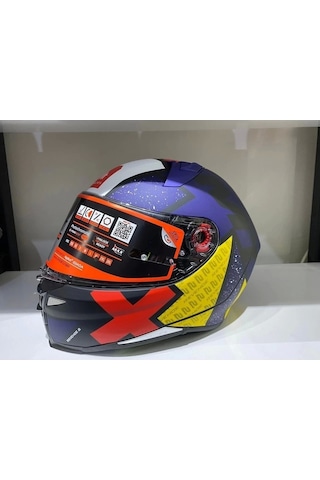 Mt Helmets Kask Revenge 2 Lıght B7 Motosiklet Kaskı Mavi - Sarı - Kırmızı