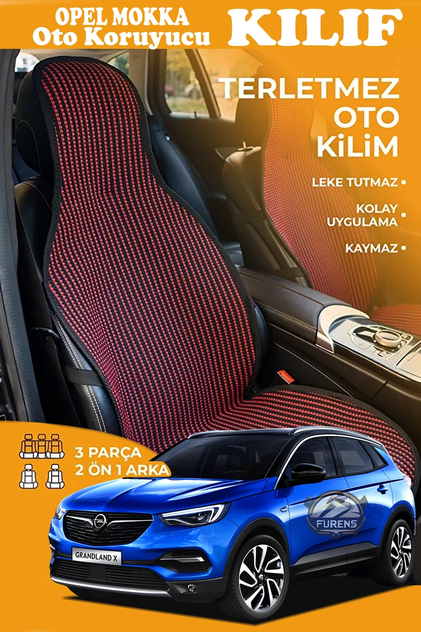 Opel Mokka Uyumlu Kırmızı Prestij Serisi Dokuma Kumaş Oto Koltuk Kılıfı Ön Tam Arka Alt