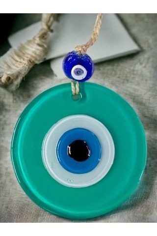 Yeşil Nazar Boncuklu Duvar Süsü 10 Cm Cam Duvar Dekoru