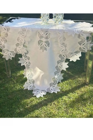 Çeyizlik Kayla Model Krem-krem 5 Parça Keten Runner Seti Masa Örtüsü No 2323 Ckhmtgs66ermdprub28 Çok Renkli